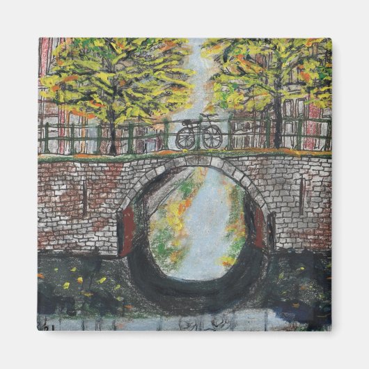 Amsterdam Canal Scene in het najaar Magneet (Voorkant)