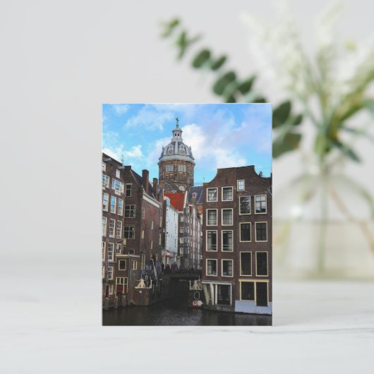 Amsterdam Canal Sunny Day De Wallen Briefkaart (Staand voorkant)