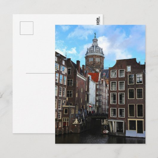 Amsterdam Canal Sunny Day De Wallen Briefkaart (Voorkant / Achterkant)