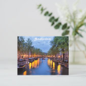 Amsterdam Canal te Dusk Briefkaart (Staand voorkant)
