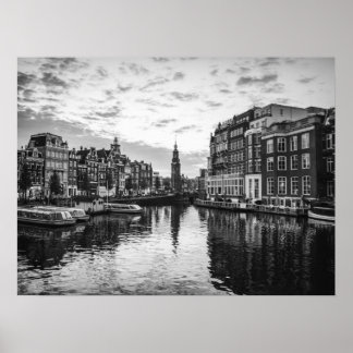 Amsterdam Canal Uitzicht met historische architect Poster
