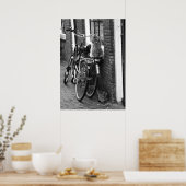 Amsterdam Cats on Bicycles Black & White Photo Poster (Keuken)