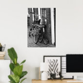 Amsterdam Cats on Bicycles Black & White Photo Poster (Thuiskantoor)