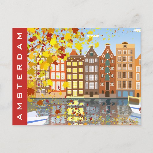 Amsterdam City Canal Autumn Colorful Briefkaart (Voorkant)