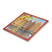 Amsterdam City Canal Autumn Colorful Ceramic Tegel Tegeltje (Zijkant)