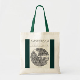Amsterdam City Map Tote Bag Minimal Travel Design