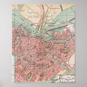 Amsterdam, city map, vintage poster