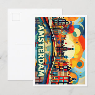 Amsterdam City Nederland artistiek kleurrijk Briefkaart