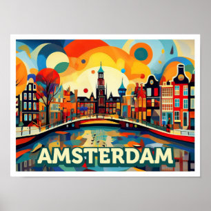 Amsterdam City Nederland artistiek kleurrijk Poster