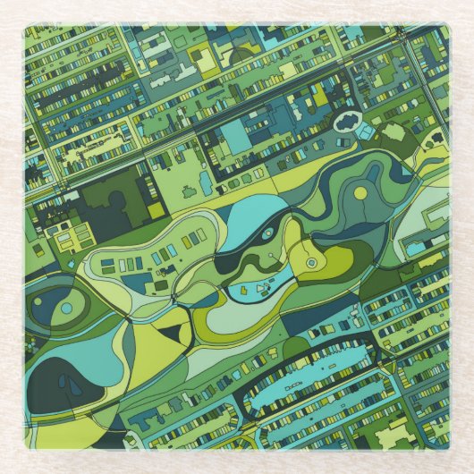 Amsterdam City Structure Map Glazen Onderzetter (Voorkant)