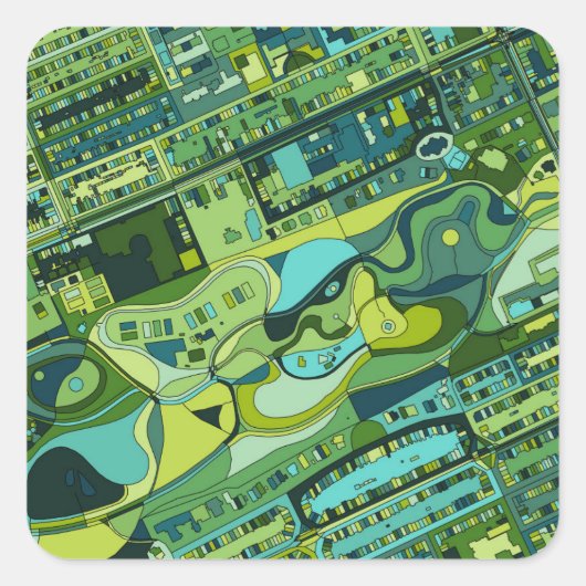 Amsterdam City Structure Map Vierkante Sticker (Voorkant)