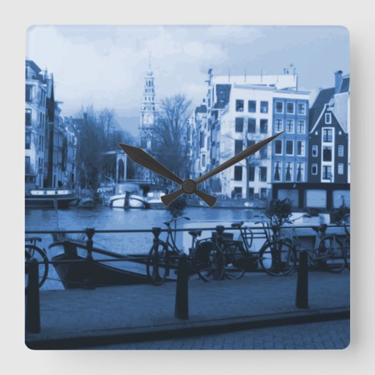 Amsterdam City-Uitzicht Delftware-stijl wandklok (Voorkant)