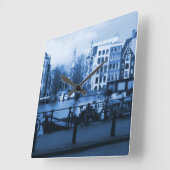 Amsterdam City-Uitzicht Delftware-stijl wandklok (Hoek)