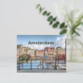 Amsterdam City Uitzicht - Oude gebouwen, rivieren, Briefkaart (Staand voorkant)