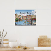 Amsterdam City Uitzicht - Oude gebouwen, rivieren, Poster (Keuken)