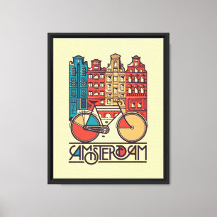 Amsterdam CityScape illustratie Canvas Afdruk