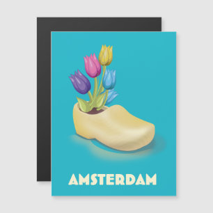 Amsterdam Cloggs en Tulips reisposter.
