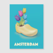 Amsterdam Cloggs en Tulips reisposter. (Voorkant)
