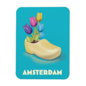 Amsterdam Cloggs en Tulips reisposter. Magneet (Verticaal)