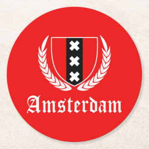 Amsterdam Crest Ronde Kartonnen Onderzetter