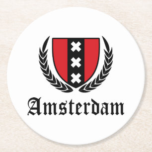 Amsterdam Crest Ronde Kartonnen Onderzetter