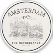 Amsterdam Cute Vintage Landscape Sticker (Voorkant)