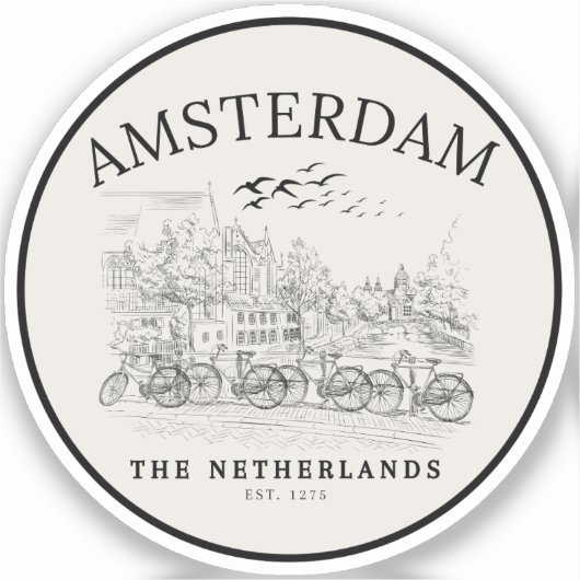 Amsterdam Cute Vintage Landscape Sticker (Voorkant)