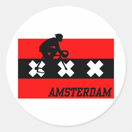 Amsterdam Cycling Male Ronde Sticker (Voorkant)