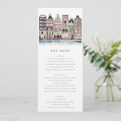 Amsterdam Dutch Canal Landscape Wedding Menu Kaart (Staand voorkant)
