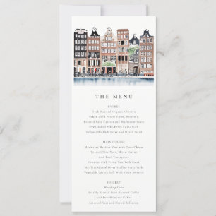 Amsterdam Dutch Canal Landscape Wedding Menu Kaart