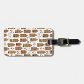 Amsterdam Dutch Houses Tulips Bikes Pattern White Bagagelabel (Voorkant horizontaal)