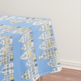 Amsterdam Dutch Houses Waterverf Village Blue Tafelkleed