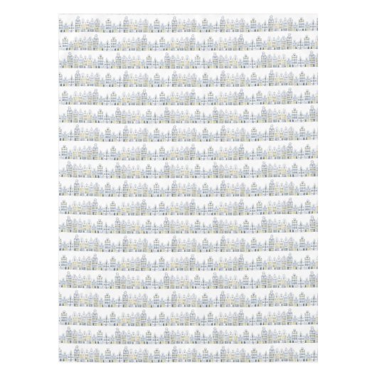 Amsterdam Dutch Houses Waterverf Village Tafelkleed (Voorkant)