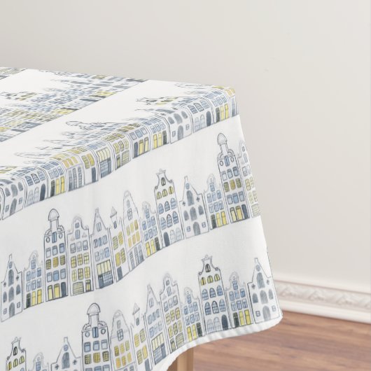 Amsterdam Dutch Houses Waterverf Village Tafelkleed (Voorbeeld)