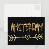 Amsterdam Dutch Love Elegant Black Gold Typografie Briefkaart (Voorkant / Achterkant)