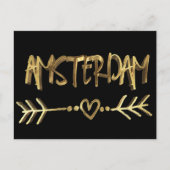 Amsterdam Dutch Love Elegant Black Gold Typografie Briefkaart (Voorkant)