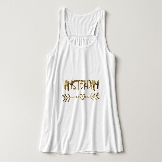 Amsterdam Dutch Love Gold Kijk Typografie Elegant Tanktop (Design voorkant)