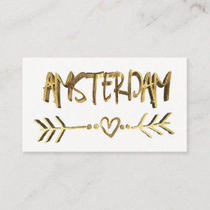 Amsterdam Dutch Love Gold Kijk Typografie Elegant Visitekaartje