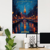 Amsterdam Evenings - Reflecties van sereniteit Poster (Thuiskantoor)
