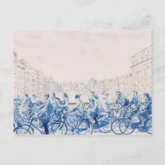 Amsterdam-fietsen door de stad briefkaart (Voorkant)