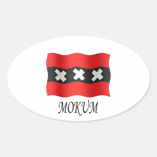 Amsterdam flag + Mokum Ovale Sticker (Voorkant)