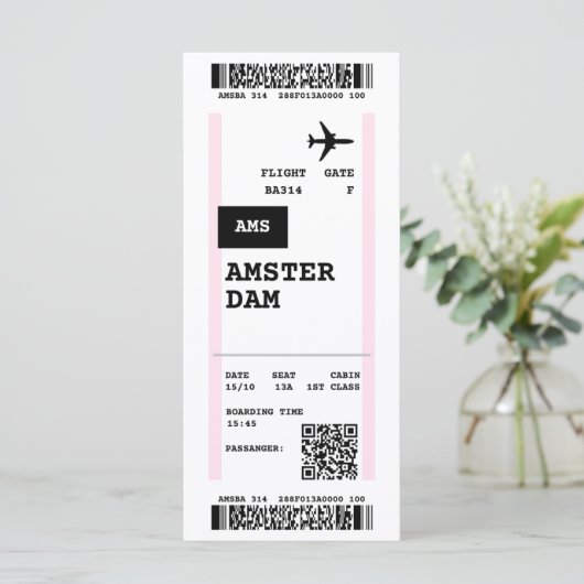 Amsterdam Flight en Amsterdam Boarding Pass (Staand voorkant)