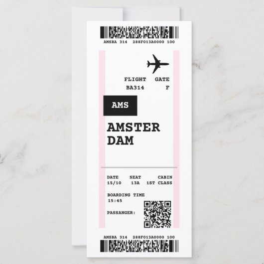 Amsterdam Flight en Amsterdam Boarding Pass (Voorkant)