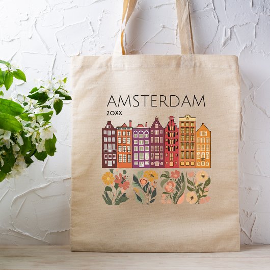 Amsterdam Floral Canal Houses Tote Bag