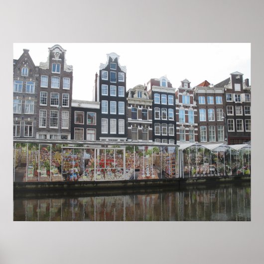 Amsterdam Flower Market Canal Houses Photo Poster (Voorkant)