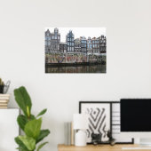 Amsterdam Flower Market Canal Houses Photo Poster (Thuiskantoor)
