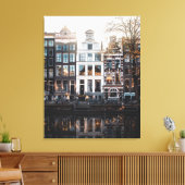 Amsterdam Gebouwen op het Kanaal, Stretched Canvas (Insitu (Woonkamer))