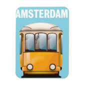 Amsterdam gele reizigersposter tram magneet (Verticaal)