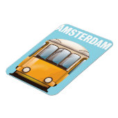 Amsterdam gele reizigersposter tram magneet (Linkerzijde)