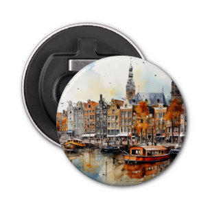 Amsterdam, gestrekte print button flesopener